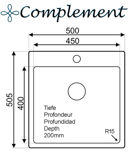 Évier de cuisine 45-40 évier de cuisine en acier inoxydable des années 50 évier de meuble avec rayon de 15 mm évier encastré évier de cuisine en acier inoxydable brossé (CF382)