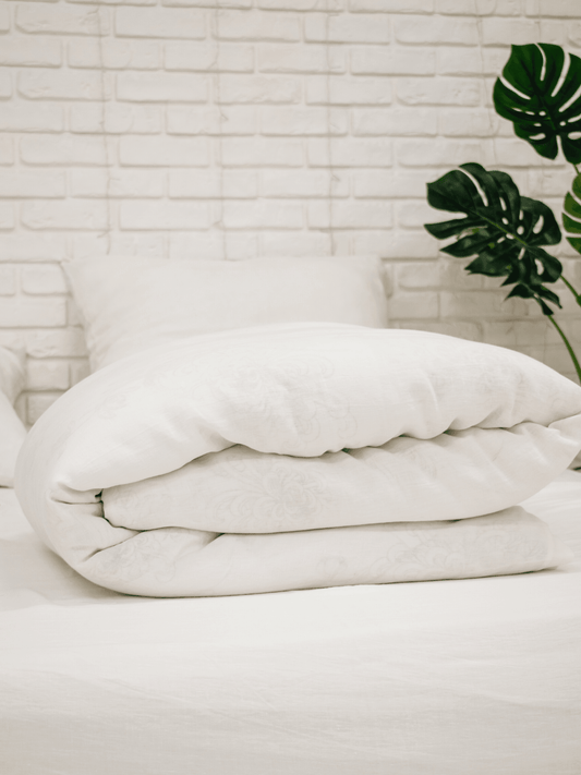 Creamy white soft linen duvet cover