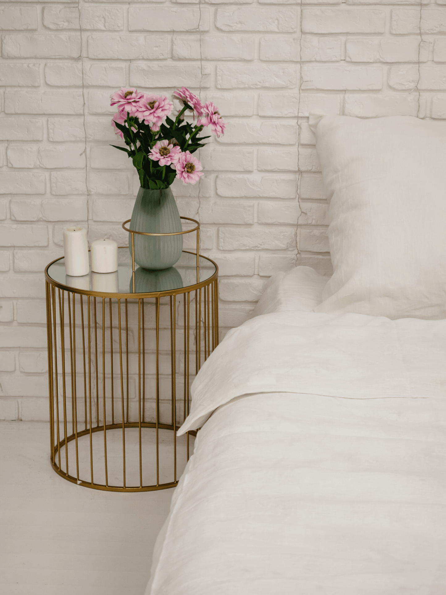 Housse de couette en lin blanc doux Creame