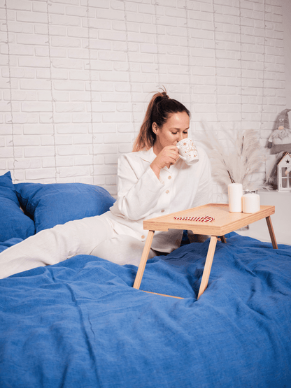 Ensemble de housse de couette en lin bleu (3 articles)