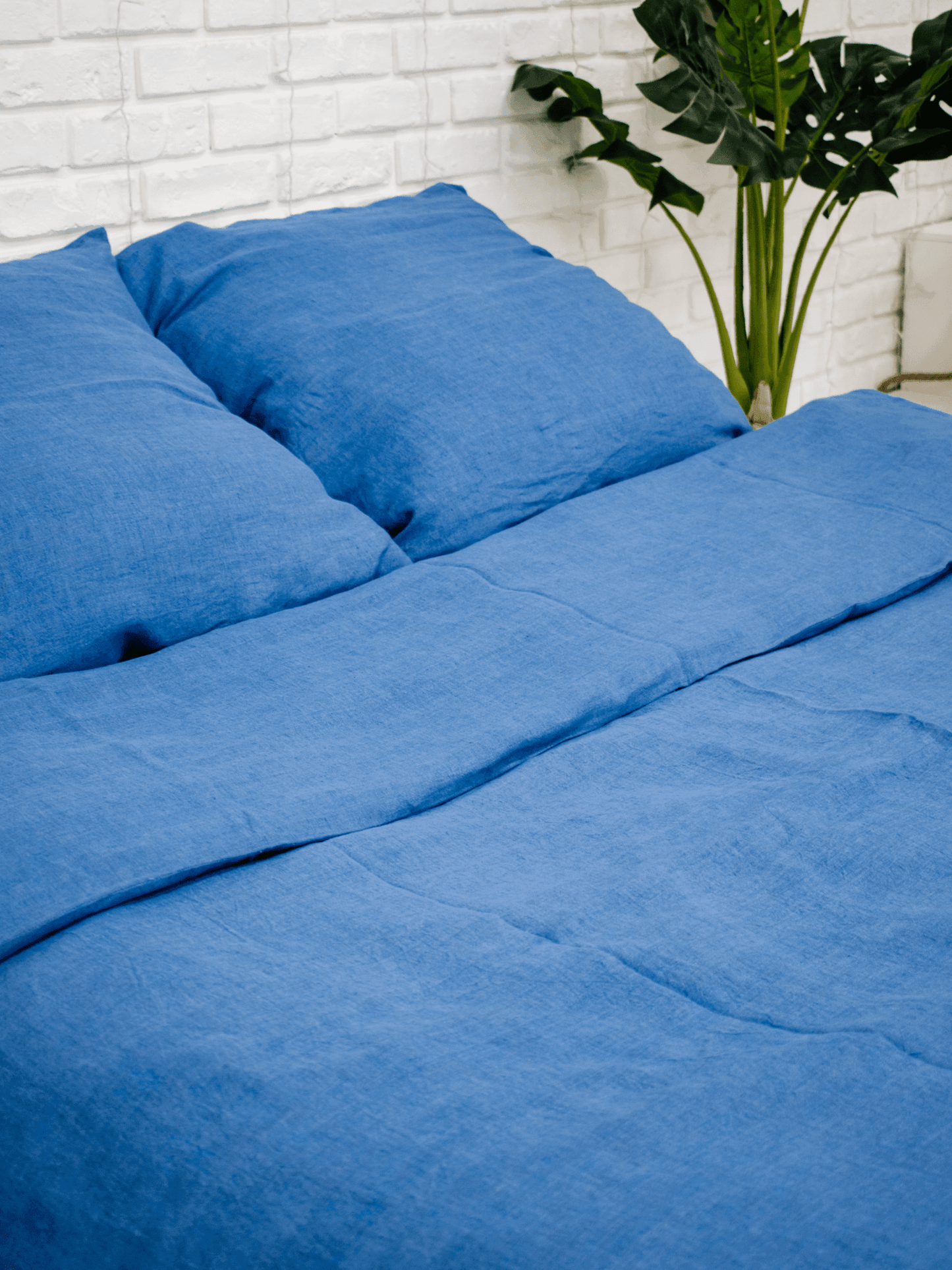 Ensemble de housse de couette en lin bleu (3 articles)