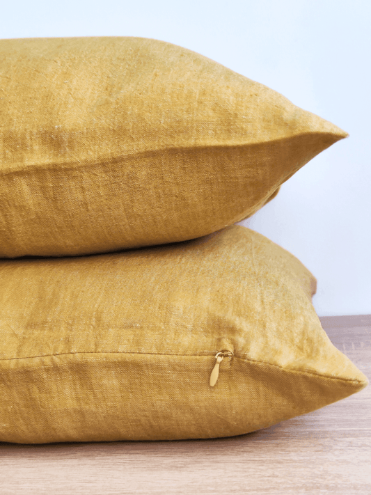 Set of Yellow Linen Pillowcases (2 Pieces)