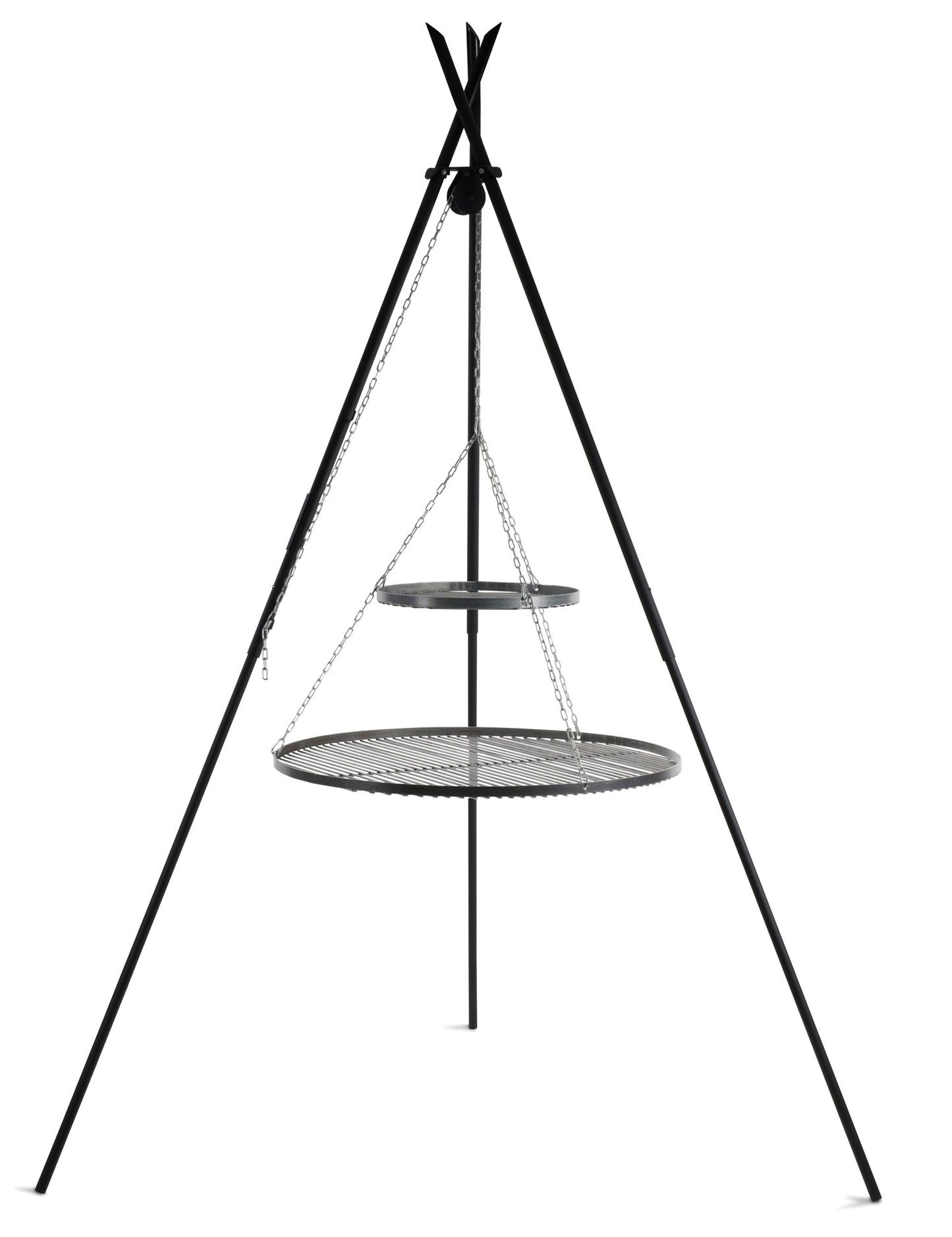 Schwenkgrill TIPI 210 cm - Doppelrost aus Rohstahl 70 cm + 40 cm